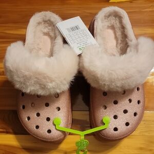 CROCS Classic Fuzzy Glitter Quartz Platforms W -7